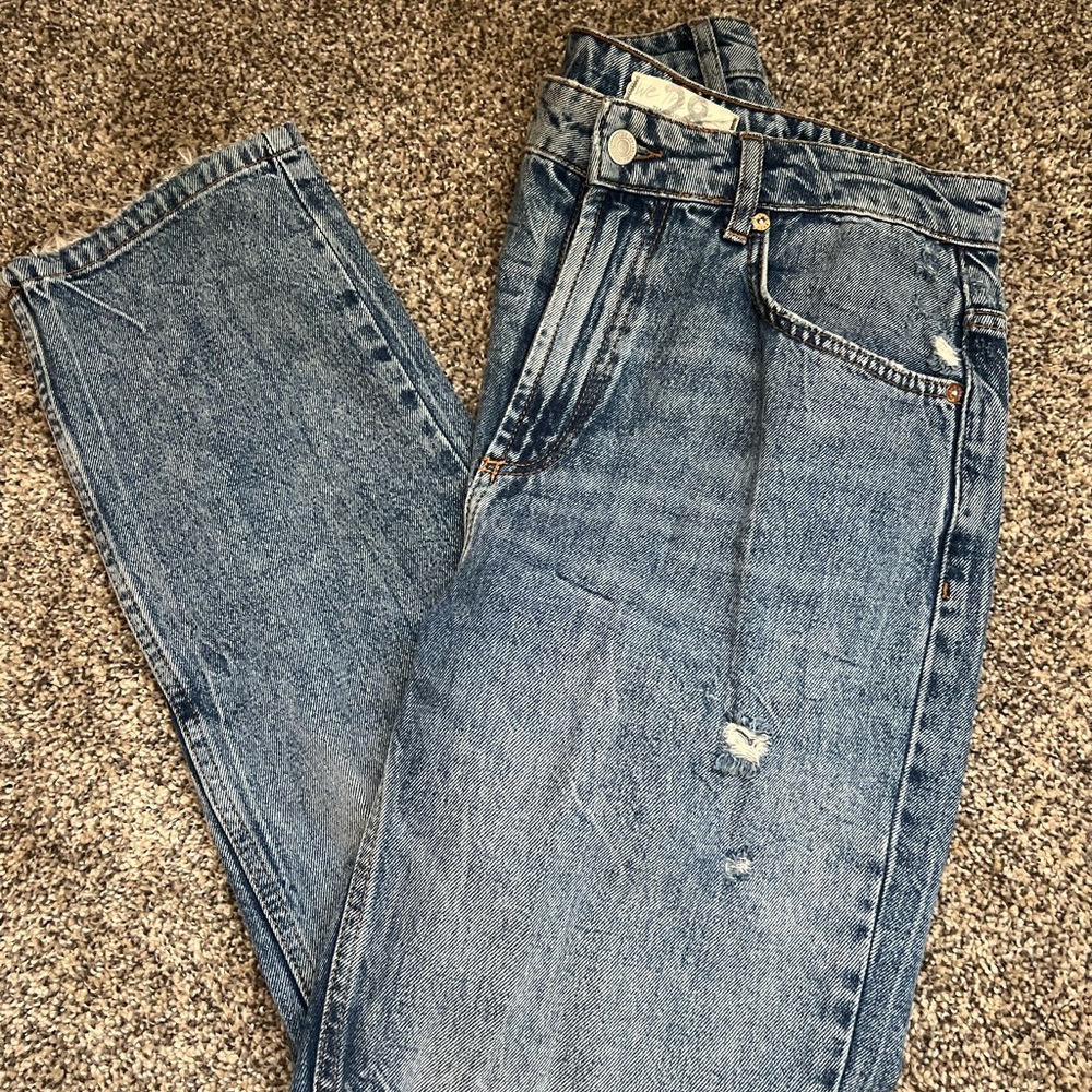 We The Free Destroyed Ankle Mom Jeans